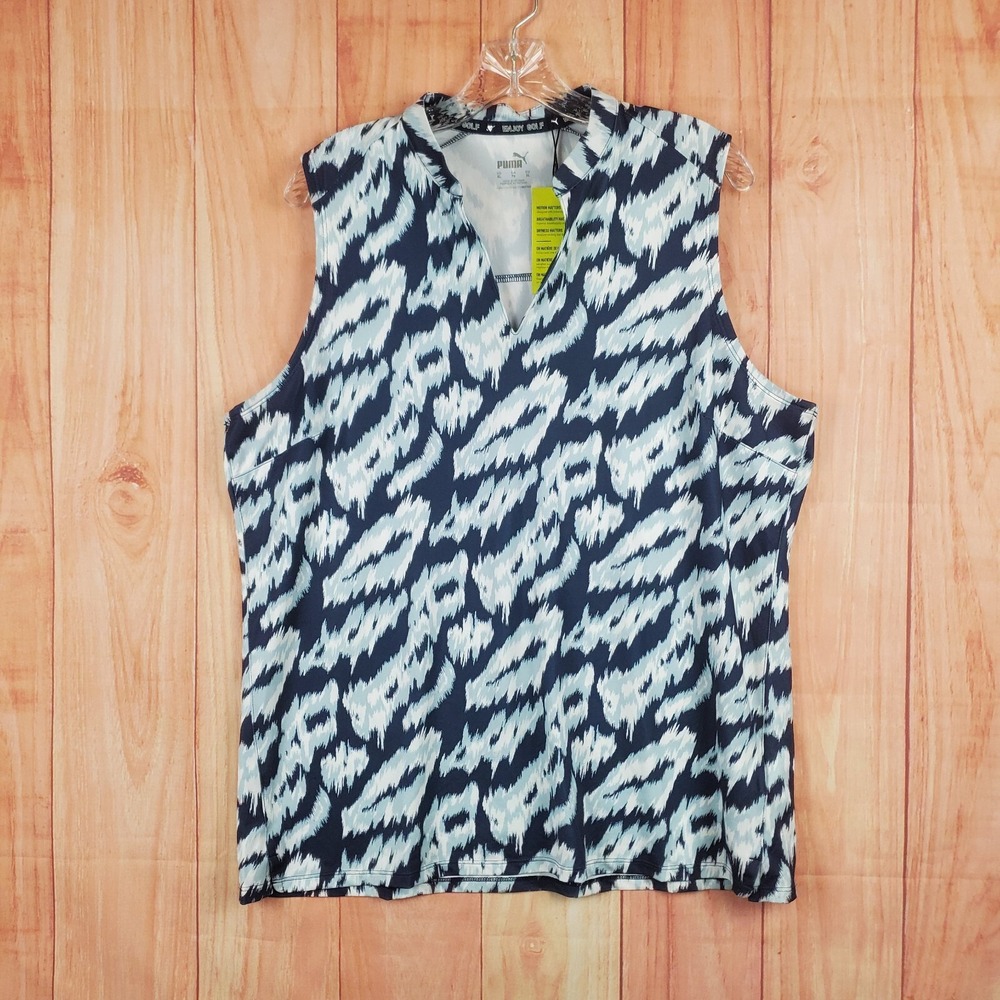 Puma Womens Shirt Sz XL Cheetah Polyester Stretch V-Neck Pullover 538999-02